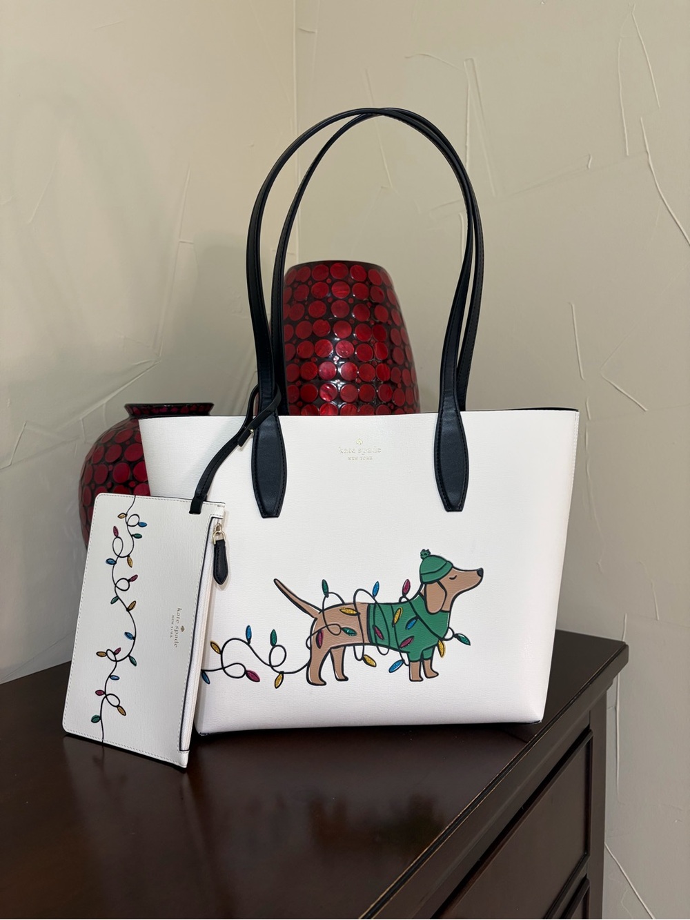 Kate Spade Claude Large Dachshund Reversible Tote with Detachable Wristlet